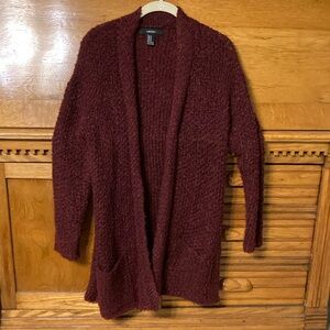 Forever 21 Burgundy Knit Cardigan